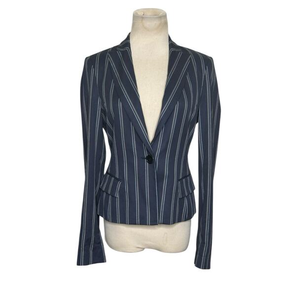 BCBGMaxAzria blue gray pinstripes long sleeves blazer size XS - Picture 1 of 15